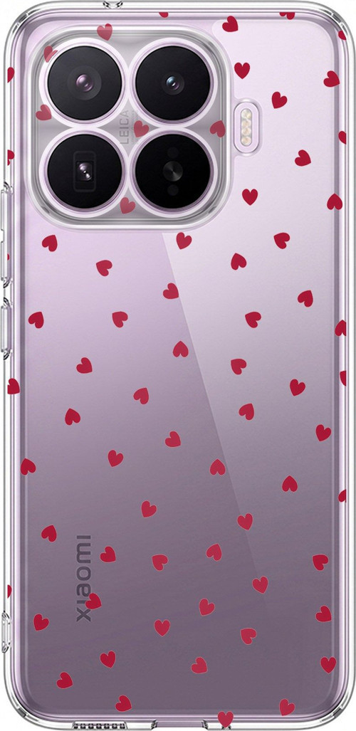 Xiaomi 17T Pro Uyumlu Kırmızı Kalpler Tasarımlı Baskılı Silikon Kılıf