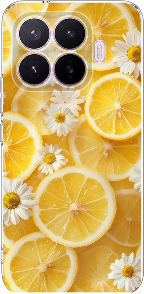 Xiaomi 17T Pro Uyumlu Limon Dilimleri ve Papatya Desenli Baskılı Silikon Kılıf