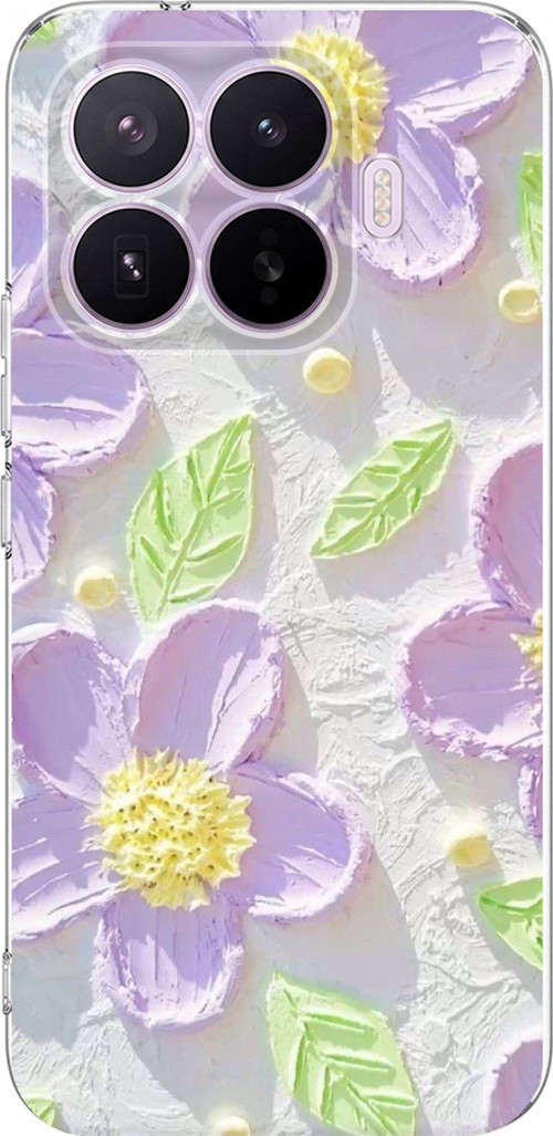Xiaomi 17T Pro Uyumlu Mor Papatyalar Sulu Boya Baskılı Silikon Kılıf