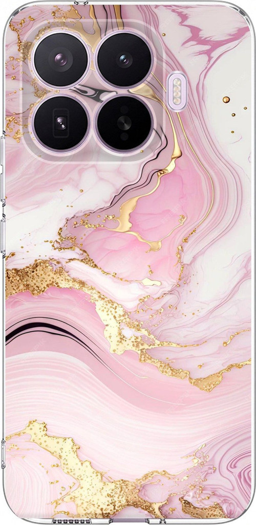 Xiaomi 17T Pro Uyumlu Pembe Mermer Baskılı Silikon Kılıf