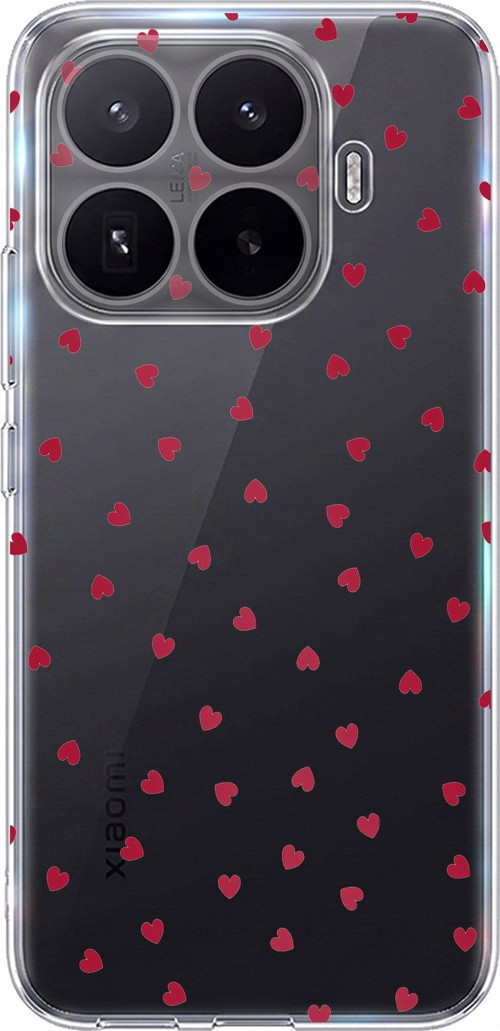 Xiaomi 17T Uyumlu Kırmızı Kalpler Tasarımlı Baskılı Silikon Kılıf