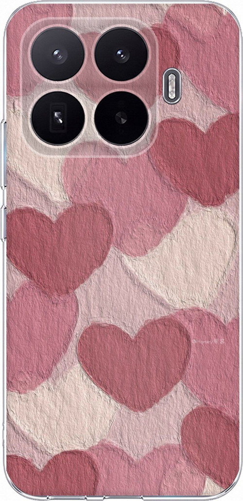 Xiaomi 17T Uyumlu Pastel Gül Kurusu ve Pembe Kalpli Baskılı Silikon Kılıf
