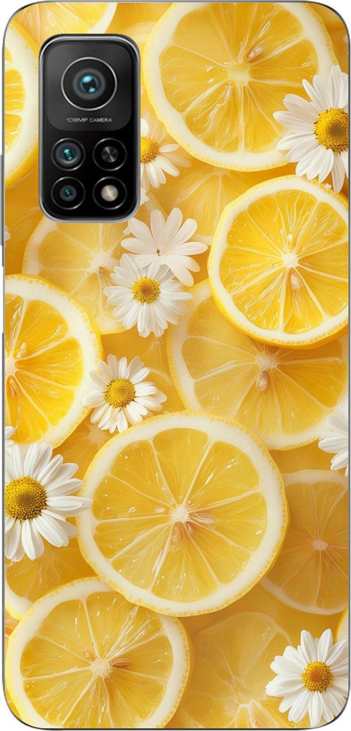Xiaomi Mi 10T-10T PRO Uyumlu Limon Dilimleri ve Papatya Desenli Baskılı Silikon Kılıf