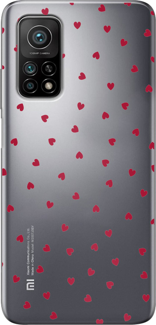 Xiaomi Mi 10T-10T PRO Uyumlu Kırmızı Kalpler Tasarımlı Baskılı Silikon Kılıf