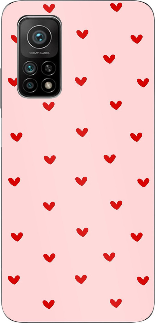 Xiaomi Mi 10T-10T PRO Uyumlu Kırmızı Minik Kalpler Baskılı Silikon Kılıf