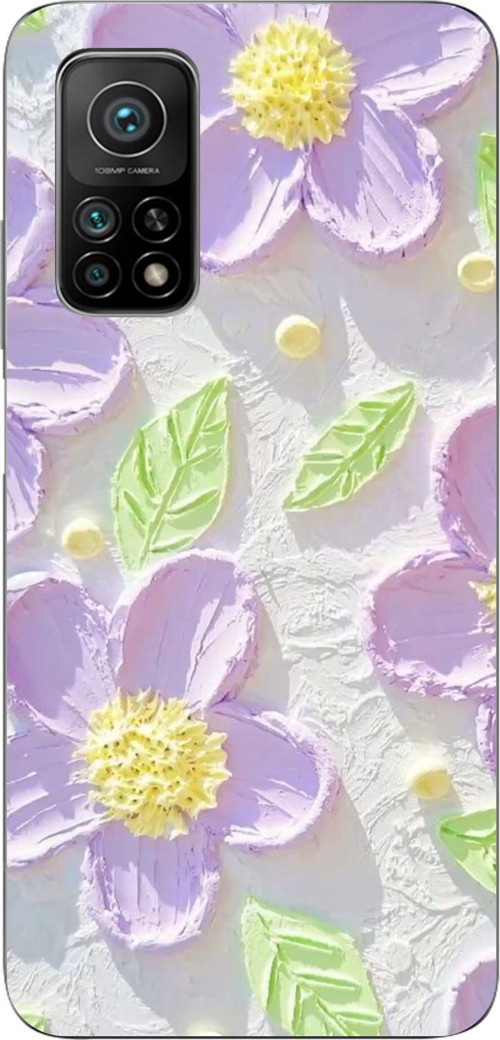 Xiaomi Mi 10T-10T PRO Uyumlu Mor Papatyalar Sulu Boya Baskılı Silikon Kılıf