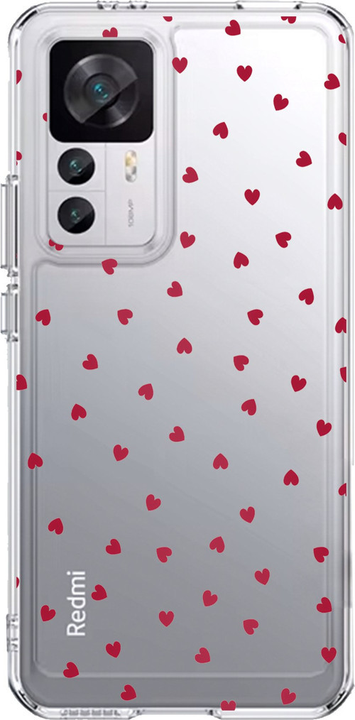 Xiaomi Mi 12T-12T PRO Uyumlu Kırmızı Kalpler Tasarımlı Baskılı Silikon Kılıf