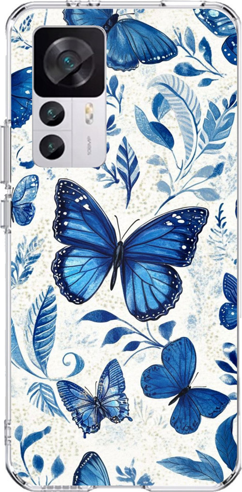Xiaomi Mi 12T-12T PRO Uyumlu Mavi Kelebekler Baskılı Silikon Kılıf