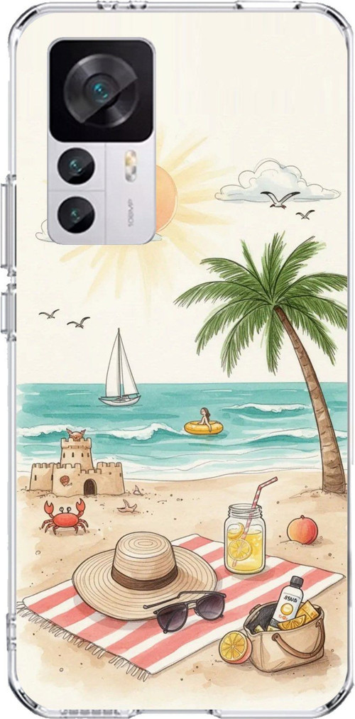 Xiaomi Mi 12T-12T PRO Uyumlu Sulu Boya Sahil ve Deniz Manzaralı Baskılı Silikon Kılıf