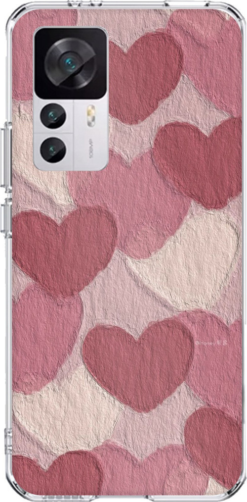 Xiaomi Mi 12T-12T PRO Uyumlu Pastel Gül Kurusu ve Pembe Kalpli Baskılı Silikon Kılıf