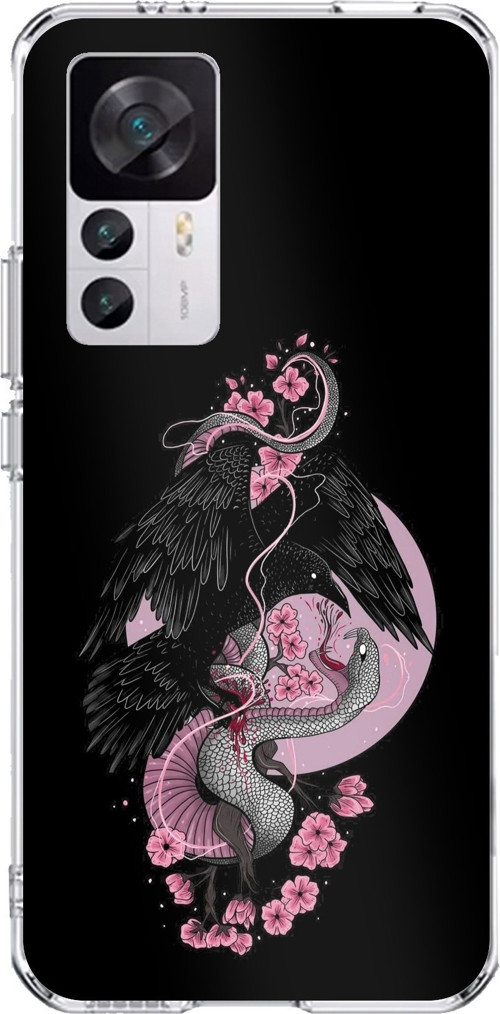 Xiaomi Mi 12T-12T PRO Uyumlu Pembe Siyah Yılan Baskılı Silikon Kılıf