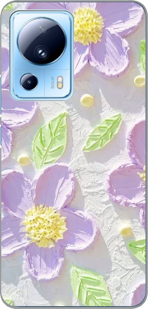 Xiaomi Mi 13 Lite Uyumlu Mor Papatyalar Sulu Boya Baskılı Silikon Kılıf