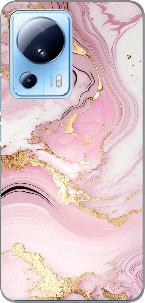 Xiaomi Mi 13 Lite Uyumlu Pembe Mermer Baskılı Silikon Kılıf