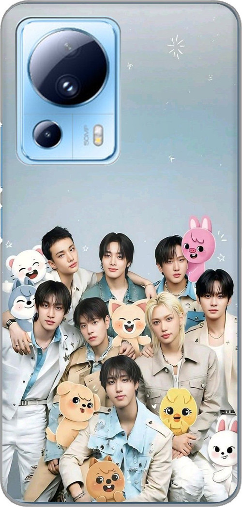 Xiaomi Mi 13 Lite Uyumlu Tray Kids K-Pop Grubu ve SKZOO Temalı Baskılı Silikon Kılıf