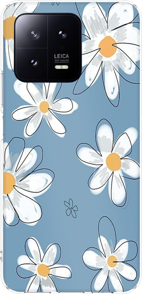 Xiaomi Mi 13 Uyumlu Mavi Papatya Bahçesi Baskılı Silikon Kılıf