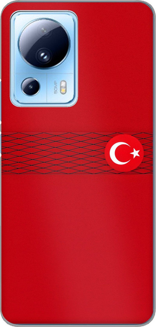 Xiaomi Mi 13 Lite Uyumlu Türk Milli Takım Izgara Desenli Forma Baskılı Silikon Kılıf