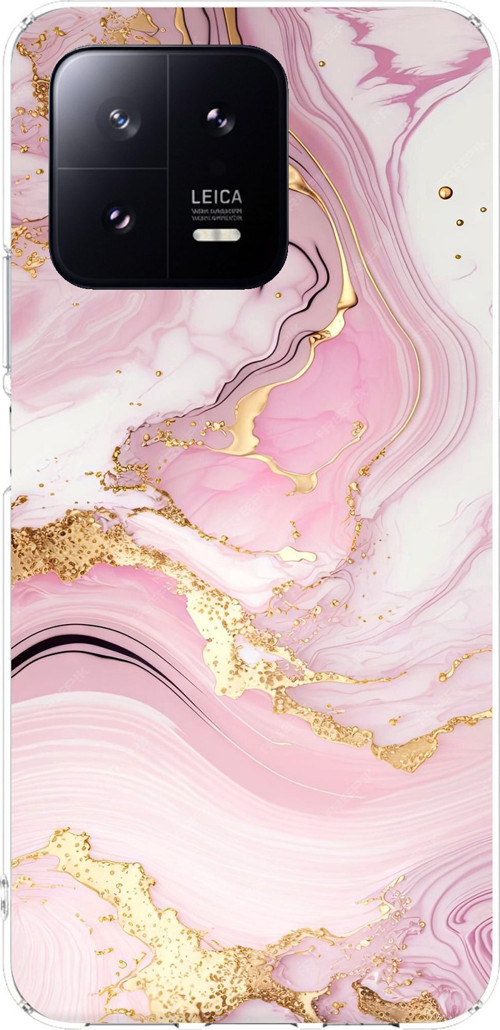 Xiaomi Mi 13 Uyumlu Pembe Mermer Baskılı Silikon Kılıf