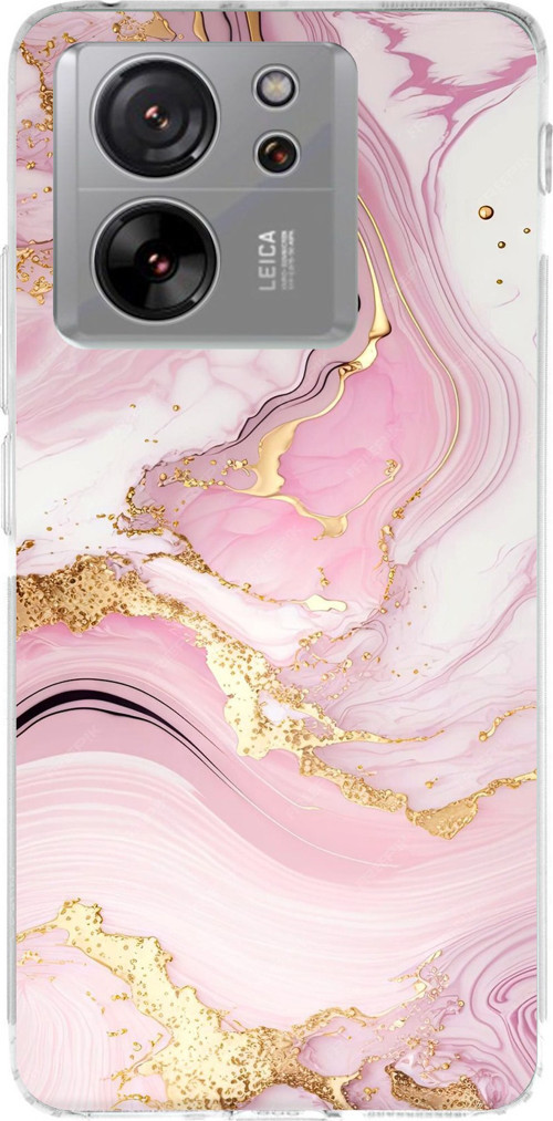 Xiaomi Mi 13T-13T PRO Uyumlu Pembe Mermer Baskılı Silikon Kılıf