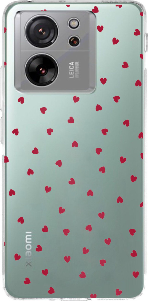 Xiaomi Mi 13T-13T PRO Uyumlu Kırmızı Kalpler Tasarımlı Baskılı Silikon Kılıf