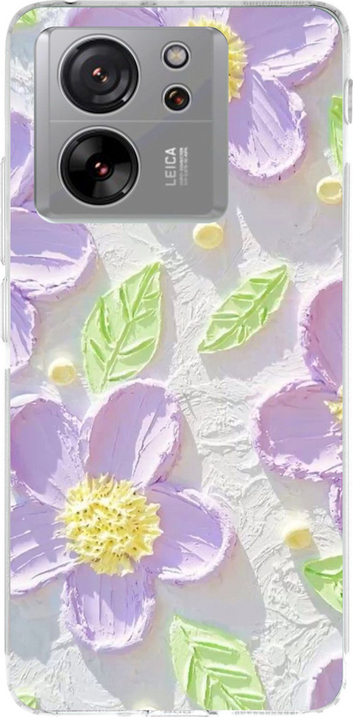 Xiaomi Mi 13T-13T PRO Uyumlu Mor Papatyalar Sulu Boya Baskılı Silikon Kılıf