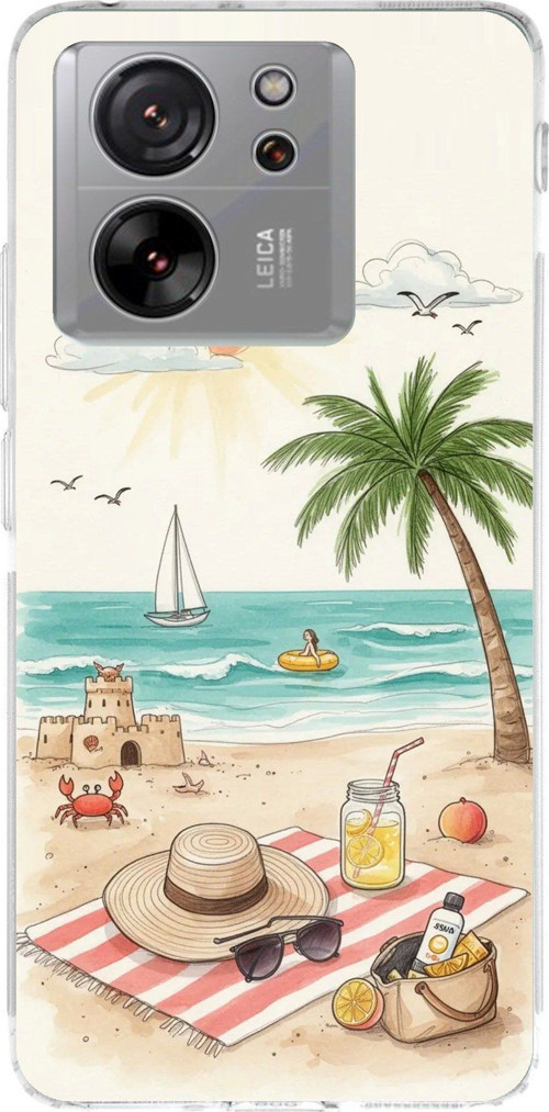 Xiaomi Mi 13T-13T PRO Uyumlu Sulu Boya Sahil ve Deniz Manzaralı Baskılı Silikon Kılıf