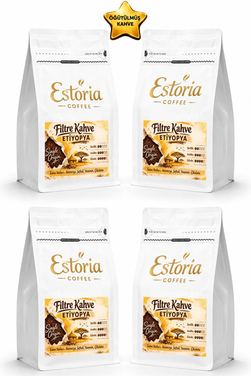 Etiyopya Filtre Kahve 1kg ( 1000g)(4x250g) | %100 Arabica | Çiçeksi Aroma | Meyvemsi Tatlar | Öğütülmüş