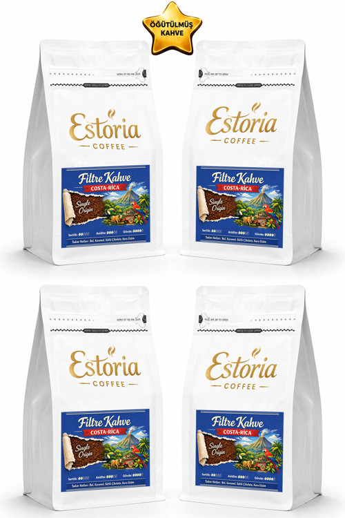 Costa Rica Filtre Kahve 1kg ( 1000g)(4x250g) | %100 Arabica | Dengeli İçim | Orta Kavrum | Öğütülmüş