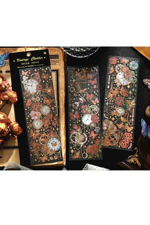 Hologramlı 3 Sayfa Şeffaf Kırmızı Aestetik Çiçekli Ve Kelebekli Etiket Sticker Ajanda Bullet Journal Kolaj