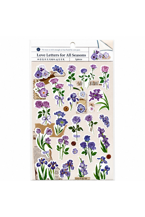 Çiçekli Mor Sticker Günlük Kullanıma Uygun Ajanda Ve Bullet Journala Uygun Kuşe Parlak