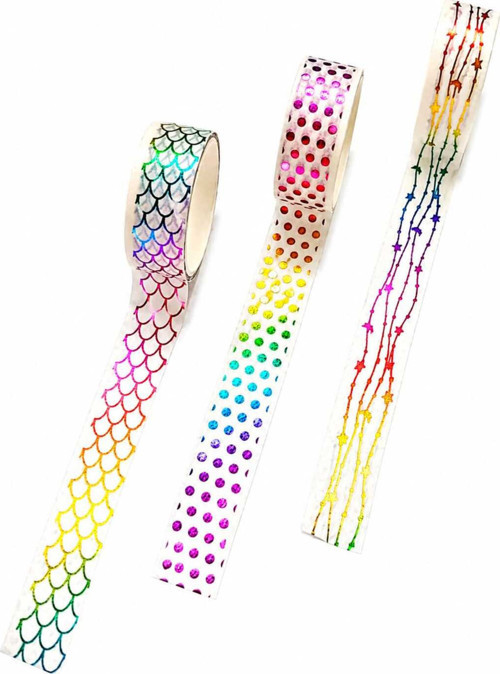 Dekoratif Kağıt Bant Washi Tape 2 Metre X 1,5 Cm Hologramlı Çok Renkli