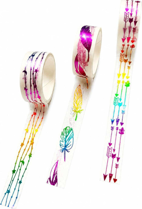 Dekoratif Kağıt Bant Washi Tape 2 Metre X 1,5 Cm Hologramlı Çok Renkli
