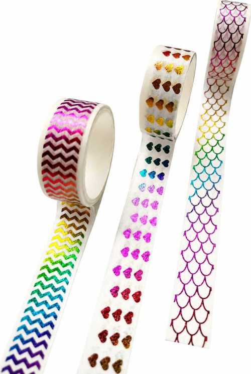 Dekoratif Kağıt Bant Washi Tape 2 Metre X 1,5 Cm Hologramlı Çok Renkli