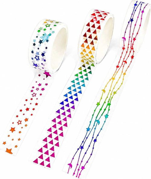 Dekoratif Kağıt Bant Washi Tape 2 Metre X 1,5 Cm Hologramlı Çok Renkli
