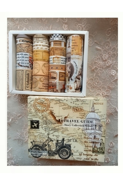 Seyehat Temalı Washitape 20 Adet Altın Yaldızlı Yansımalı Scrapbook Kolaj Bullet Journal Ve Ajanda İçin Uygundur