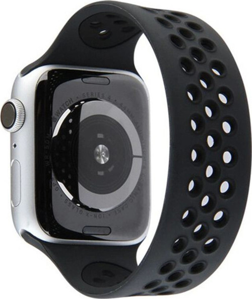 Apple Watch 38mm Ayarlı Delikli Silikon Kordon - Siyah-siyah