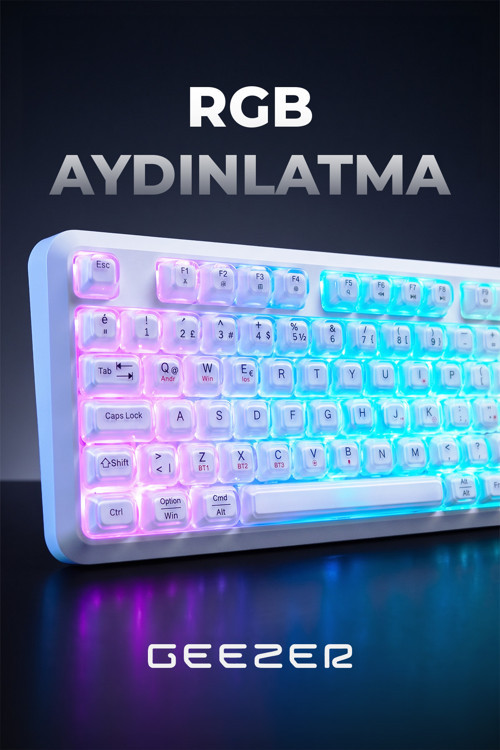 Crystal Kablolu/Kablosuz BT Wireless Bağlantı Türkçe Q Klavye Beyaz SK-710CTM