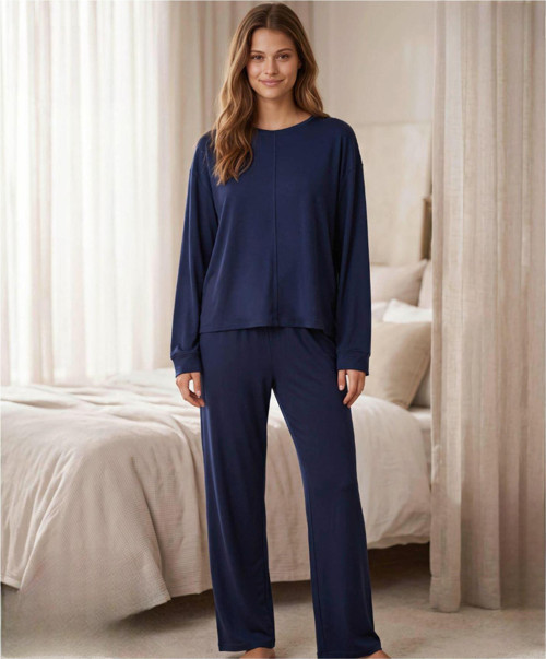 Kadın Oysho Bisiklet Yaka Uzun Kol Baharlık Pijama Takımı 20103LC - 1 Adet