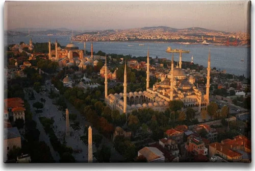 İstanbul Sultan Ahmet Cami - Ayasofya Cami İslami Hat Sanatı Kanvas Tablo