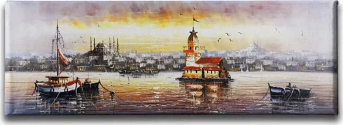 İstanbul Manzara Panoramik Kanvas Duvar Tablosu