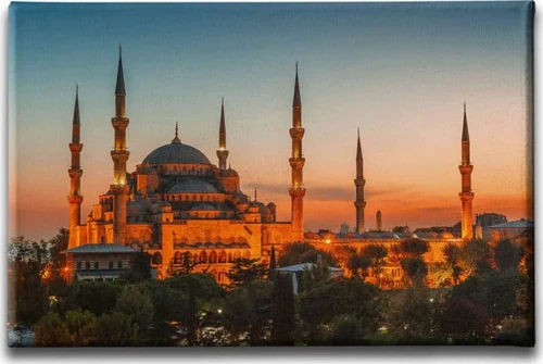 İstanbul Sultan Ahmet Cami İslami Hat Sanatı Kanvas Tablo