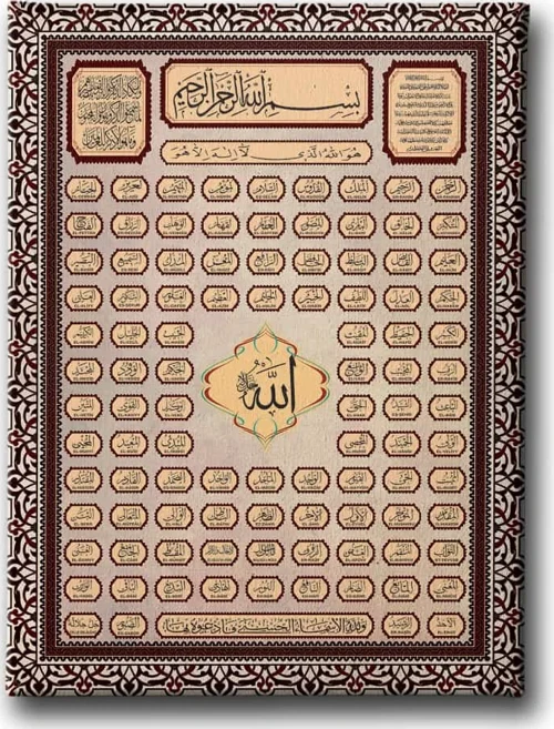 Esma-Ul Husna Dekoratif Kanvas Duvar Tablosu