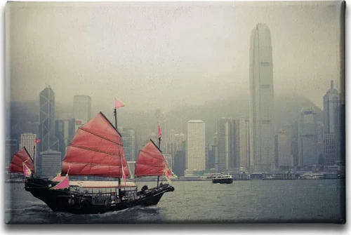 Hong Kong Limani Dekoratif Kanvas Duvar Tablosu