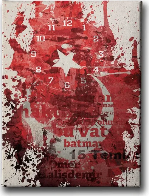 15 Temmuz Saatli Dekoratif Duvar Tablosu