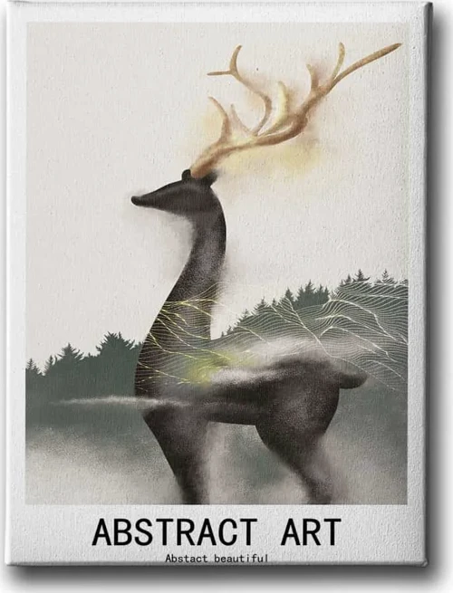 Geyik Dekoratif Kanvas Duvar Tablosu