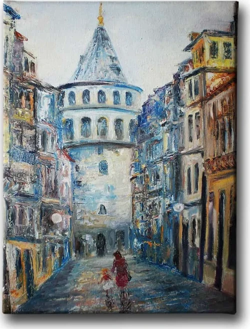 Galata Yağlı Boya Sanatsal Kanvas Duvar Tablosu