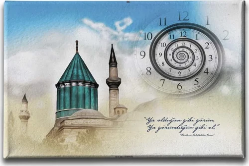 Mevlana Saatli Dekoratif Duvar Tablosu