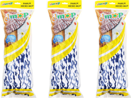 PM02 Yedek Islak Vidalı Mop Paspas Püskül Ucu - Pamuklu Mikrofiber İpli Mop - 3 Adet