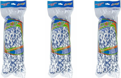 PM03 Yedek Islak Vidalı Mop Paspas Püskül Ucu - Pamuklu Mikrofiber İpli Mop Yedeği - 3 Adet
