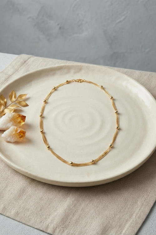 CM Top Zincirli Gold Renk 50 cm Kadın Kolye