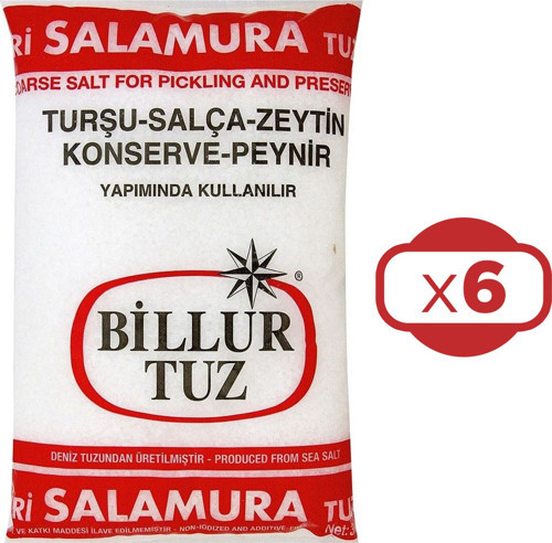 Billur İri Salamura Tuz 3000 gr x 6 Adet (18 kg)